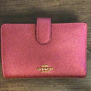 Rose gold leather coach wallet